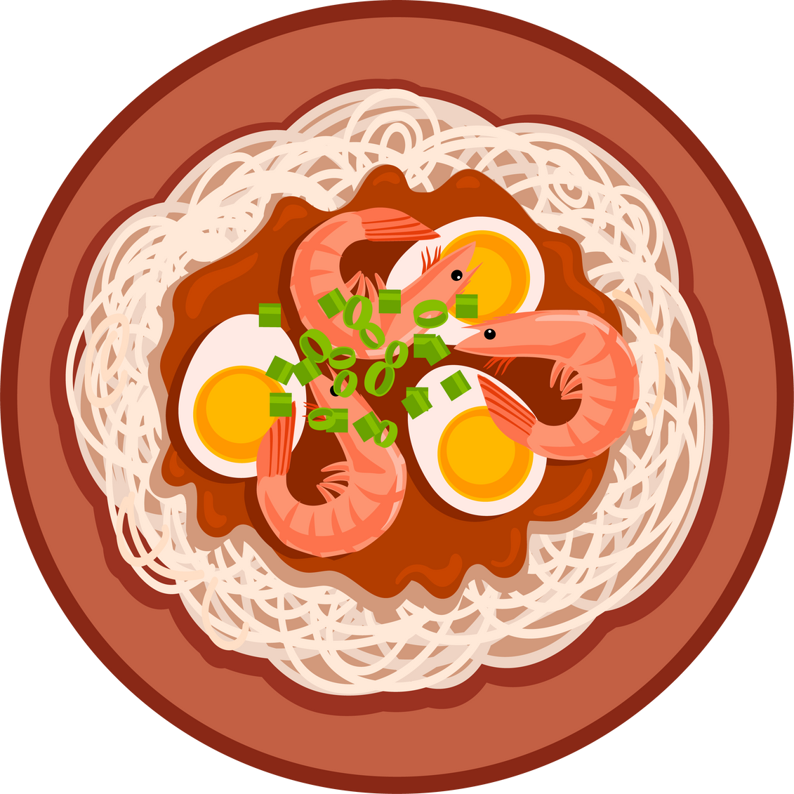 Pancit palabok filipino dish illustration.